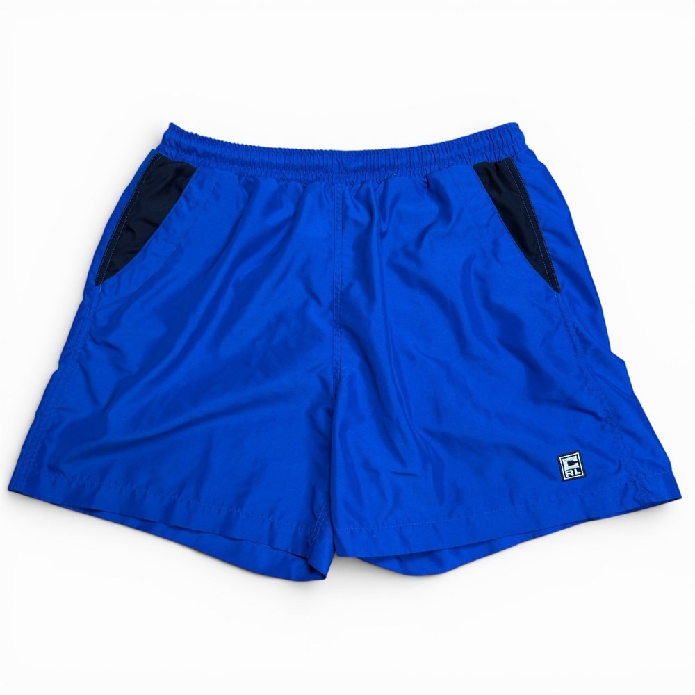 Chaps Ralph Lauren Mens Vtg Blue Shorts Swim Trunks Large Drawstring Pockets - Picture 2 of 7